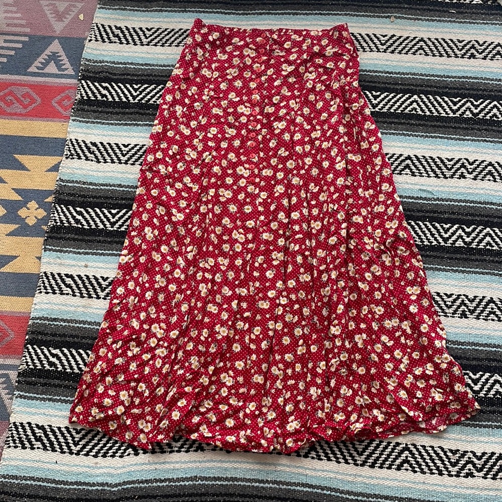 Vintage floral polka dot maxi skirt